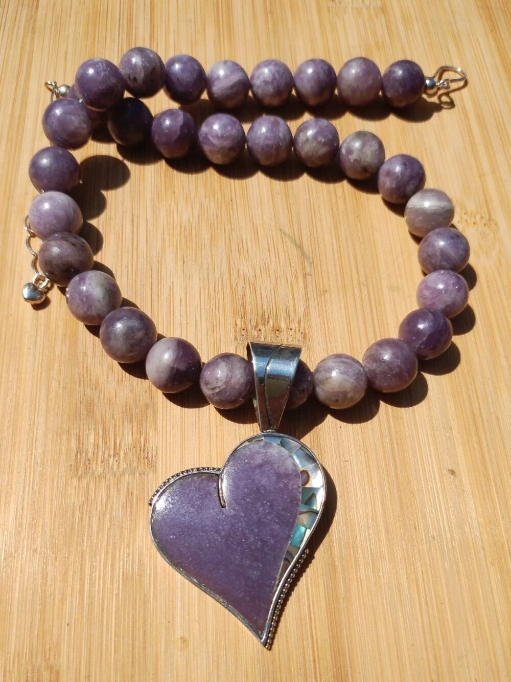 Jay King DTR purple stone necklace heart pendant 925 Sterling Silver